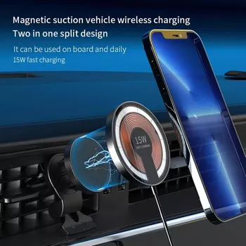 15W Automobilio Savininkas Magnetinio Belaidžio Įkrovikliai Apvalus Skaidrus, Magnetinis Įkroviklis iPhone 