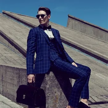 2020 M. Naujas Stiliaus Juostele Vyrų Kostiumas Mėlynas 3 Gabalus Gražus Kietas Terno Masculio Slim Fit Užsakymą Homme Mados Švarkas Verslo Oficialus