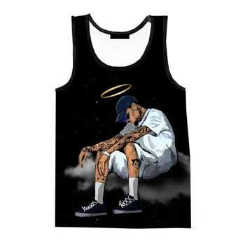 2023 Chris Brown 3D Spausdinimo tankų Hip-Hop Reperis Harajuku Vest Berankoviai Marškinėliai Vyrams, Moterims Streetwear Greitai-džiovinimo T-shirt