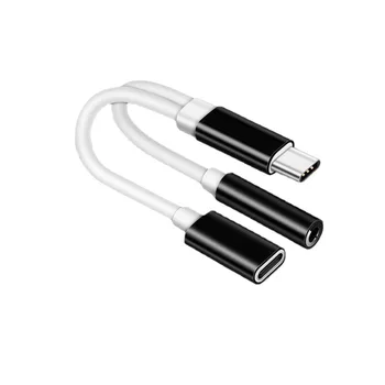 3,5 mm USB-C TypeC Su Aux Audio Adapteris Įkrovimo Kabelis Y Headphone Splitter Už Xiaomi Už 