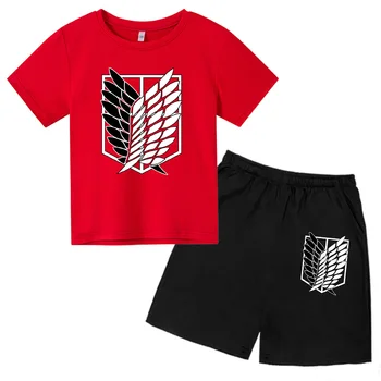 Ataka Milžinas - Baby Sportinės aprangos Komplektas, T-marškinėliai+Šortai 2 dalių Komplektas, 4T, kad 14T Vasaros Mados Atsitiktinis Rinkinys