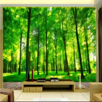 beibehang Gražus 3D stereo žalia miško TV foną užsakymą didelė freska žalia šilko šilko tapetai papel de parede freskos
