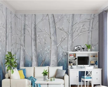 beibehang Pritaikyti tapetai paprasta 3d Šiaurės aliejaus tapybai miškai kraštovaizdžio sienų apdaila dažymas papel de parede tapetai