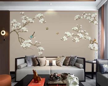 beibehang Užsakymą foto tapetai Kinijos ranka-dažytos gėlės ir paukščiai tekančio vandens užsidirbti pinigų sofa-lova, TV foną