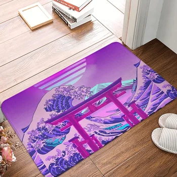 Kanagawa neslidus Słomianka Virtuvės Kilimėlis Toros Vartų Synthwave Grindų kiliminė danga, Įėjimo Durys Kilimas Patalpų Dekoras