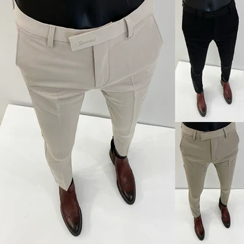 Klasikinis Siuvinėjimo Vyrų Suknelė Kelnės Oficialių Verslo Biuras Socialinės Kelnės Aukštos Kokybės Vyrai Korėjos Slim Kokteilis Kostiumas Kelnės
