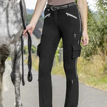 Naujas Europos ir Amerikos moterų multi-pocket įstrižainės užtrauktukas slim lieknėjimo sėdmenų pakėlimo elastinga laisvalaikio jojimo kelnes