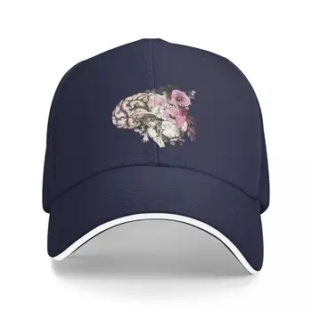 Smegenų su Rožinės gėlės, psichikos sveikatos klausimais, žmogaus smegenys, derliaus akvarelė stiliaus Beisbolo kepuraitę Paplūdimio Krepšys Kepuraitės, VYRIŠKI