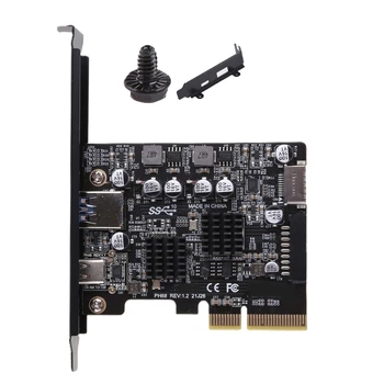 USB 3.2 PCIE Riser Card su C Tipo Uostų 10Gbps PCI-E 3.0 4X USB 3.2 Gen 2Type E 19P/20P Pridėti Kortelės Jungtis