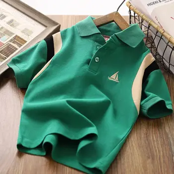 Vaikų Apvalios Kaklo 2023 Naujas Vasaros marškinėliai trumpomis Rankovėmis Paprastas Tendencija Visas rungtynes korėjos Stilius, Vaikų Drabužiai